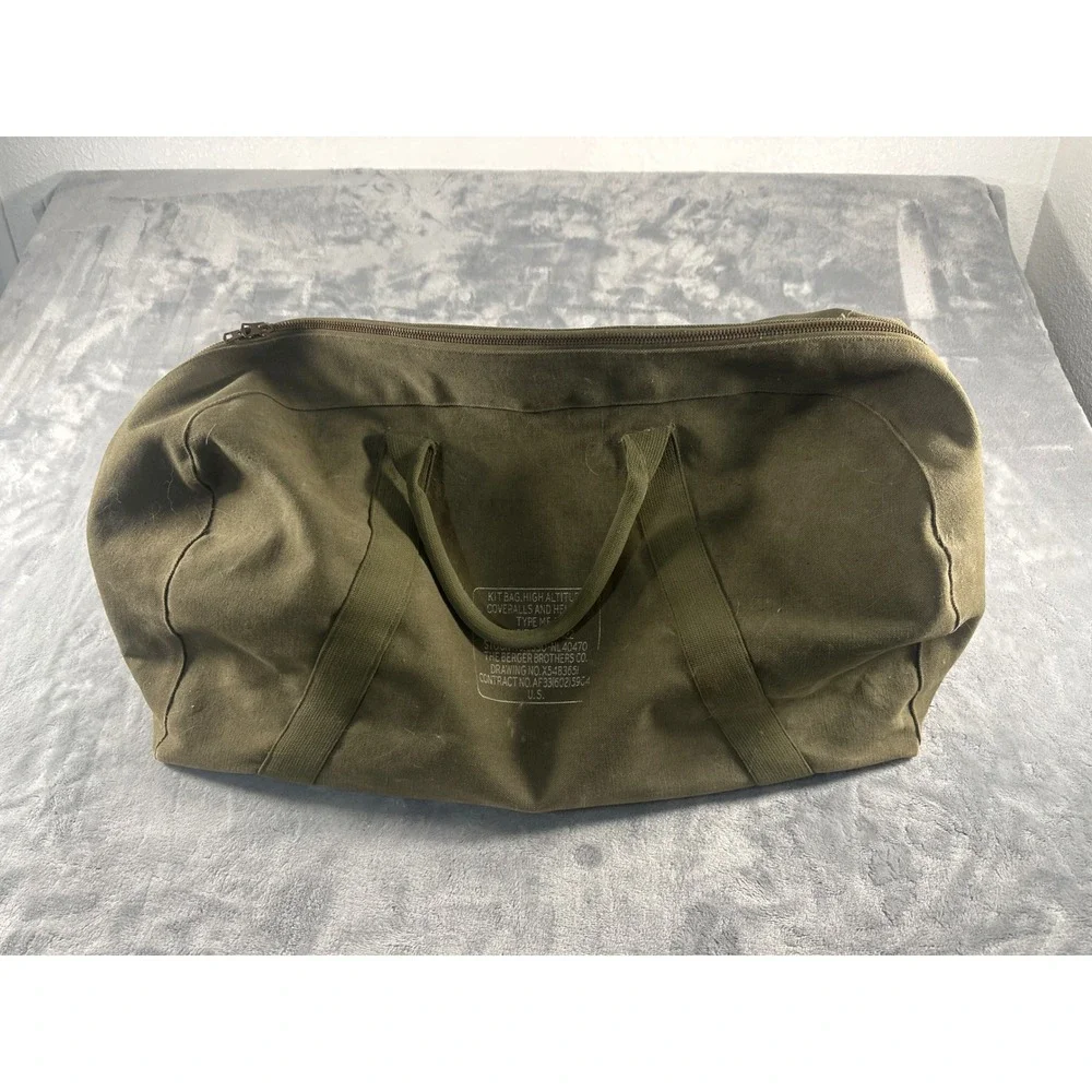 Vintage US Military Kit Bag High Altitude MF-1 Berger Brothers Canvas Duffel OD